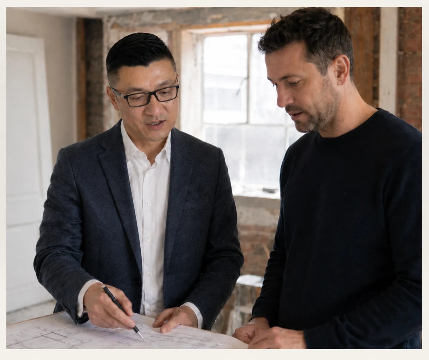 Quan Zou working on a real estate flip project